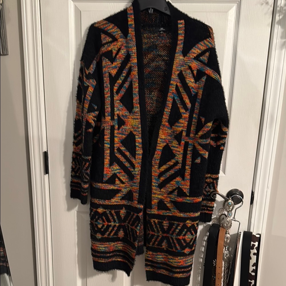 Tribal Patterned Open Cardigan